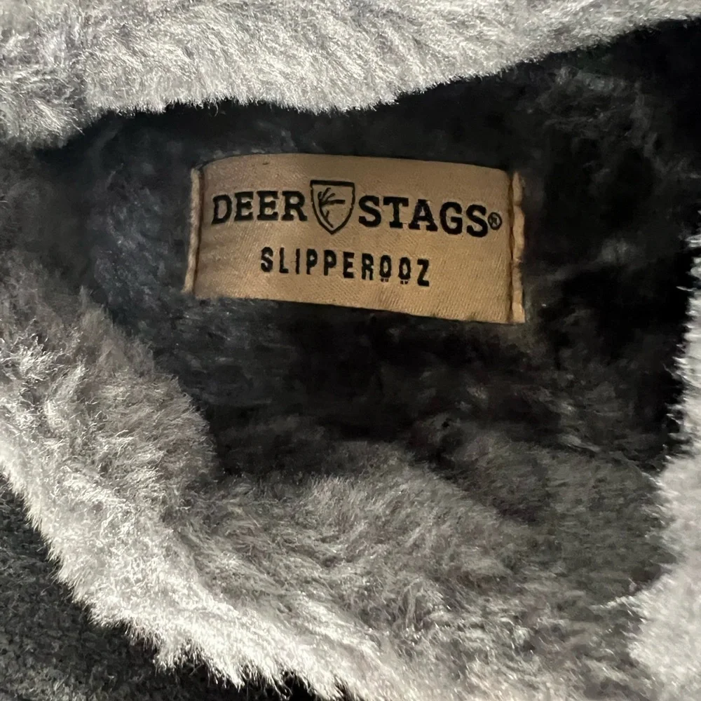 Deer‎ Stags Kids Gray Comfy Moccasin Slippers with plush Lining Size 5, NWT